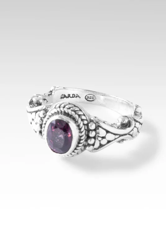 Women’s rings with spiral gold band twists -Love One Another Ring™ II in Elderberry Spinel