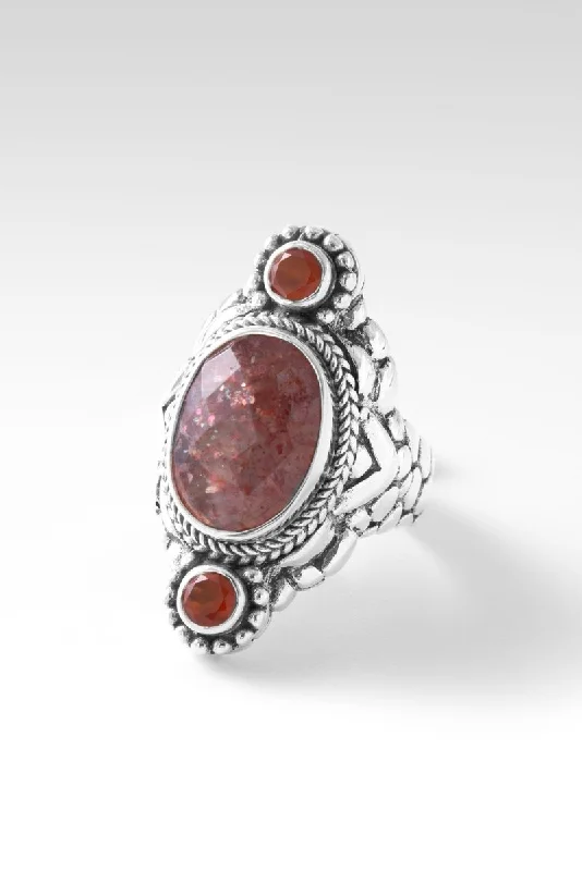 Women’s statement rings with large coral gems -Radiant with Light Ring II™ in Orange Sunstone