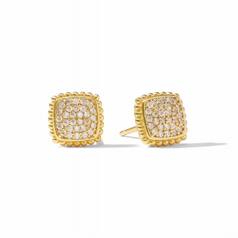 Stud Earrings with Polished Shine -Noel Pave Stud Earrings In Gold