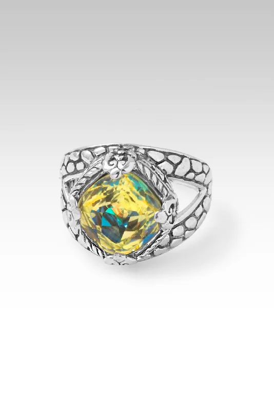 Women’s rings with rainbow moonstone for play -Path of Light Ring™ in Jealous Yellow™ Mystic Quartz