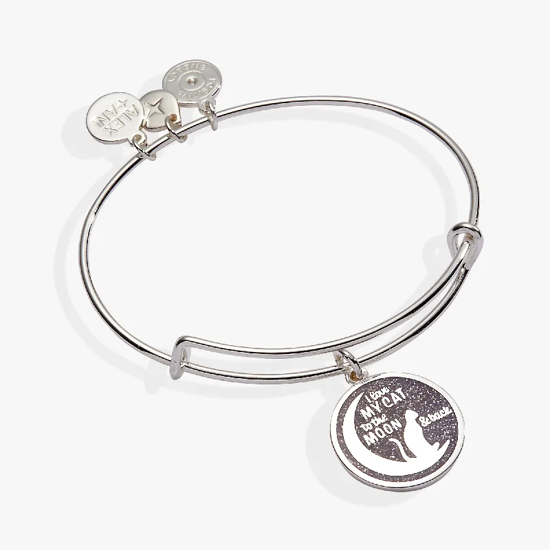 Bracelets with delicate amethyst for purple glow -'Love My Cat to the Moon and Back' Bangle