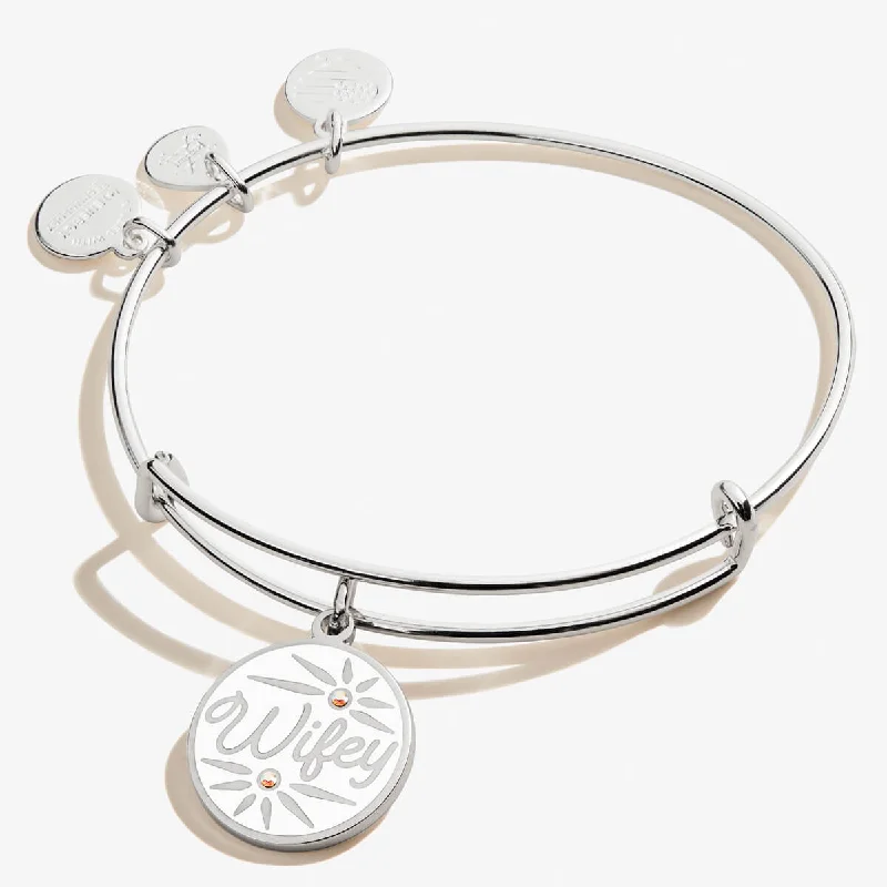 Thin bangles perfect for layering multiple styles -'Wifey' Charm Bangle