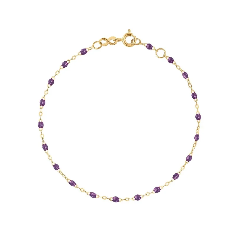 Bangles with aventurine gems for green luck -18K Gold Violet Resin Beaded "Classic" Bracelet