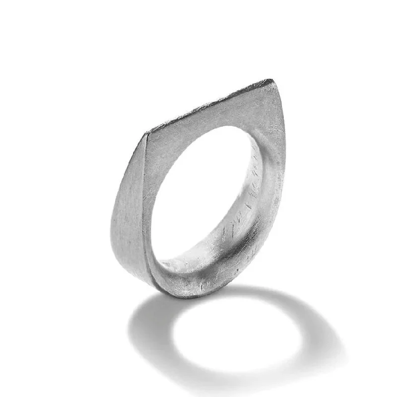 Women’s stretch rings for adjustable comfort fit -"Mara" Sterling Silver Carved Ring with Pointed Top Edge