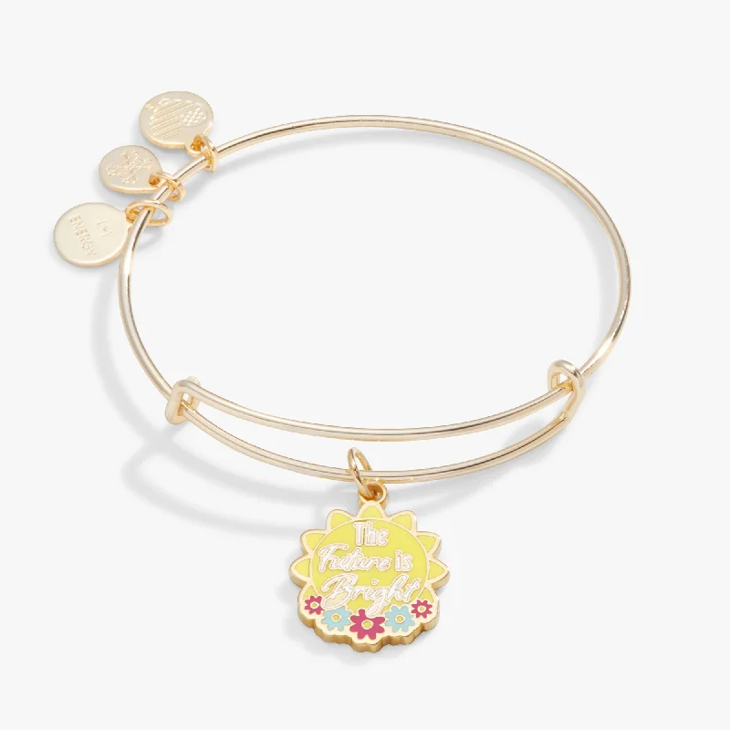 Bangles with rose gold filigree for elegance -'The Future Is Bright' Charm Bangle Bracelet