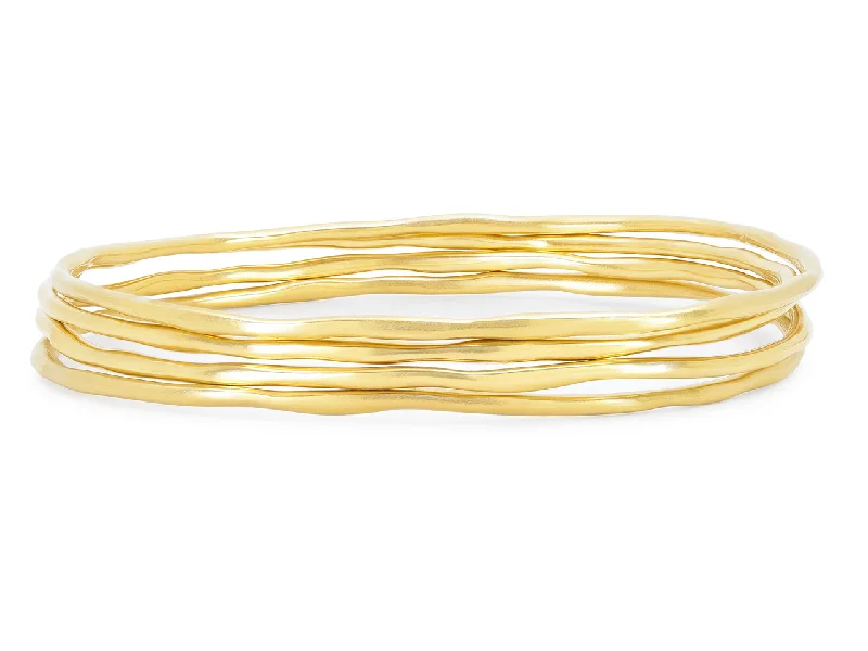 Bangles with polished onyx for bold sleekness -Set of Four Bangle Bracelets in 18K Gold