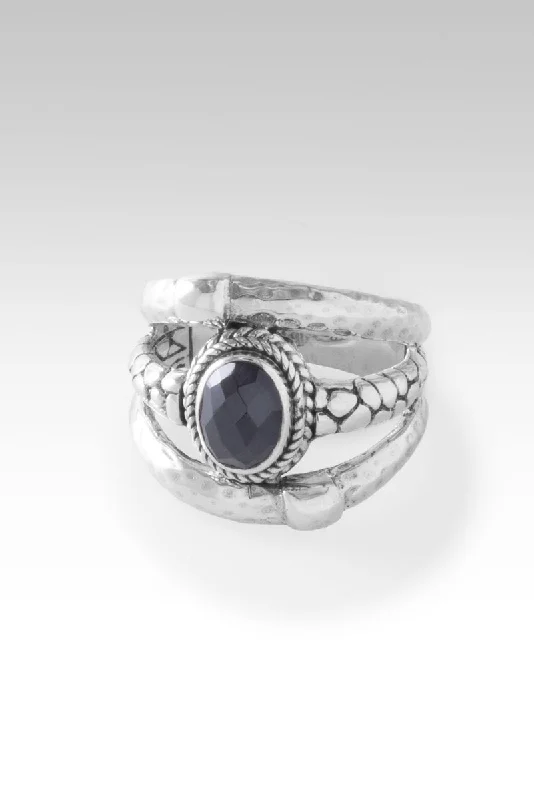 Women’s rings with rough opal for beauty -Journey Within Ring™ in Black Spinel