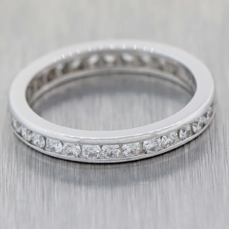 Women’s rings with peacock ore for iridescence -Tiffany & Co. Vintage Estate Platinum 0.65ctw Diamond Eternity Wedding Band Ring