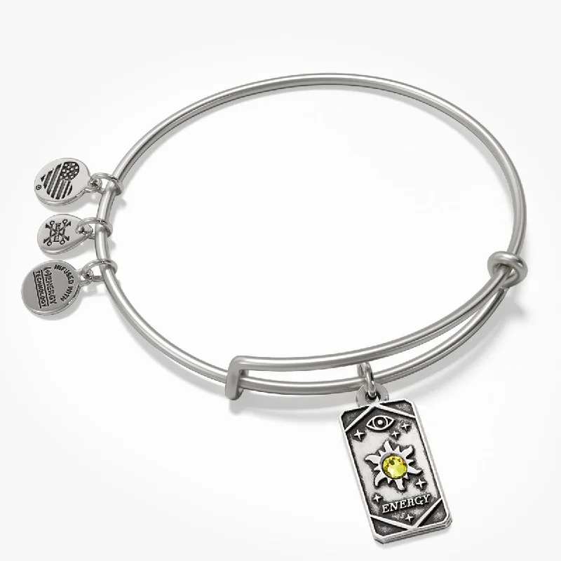 Bracelets with floral motifs for romantic touch -Energy Sun Oracle Charm Bangle Bracelet