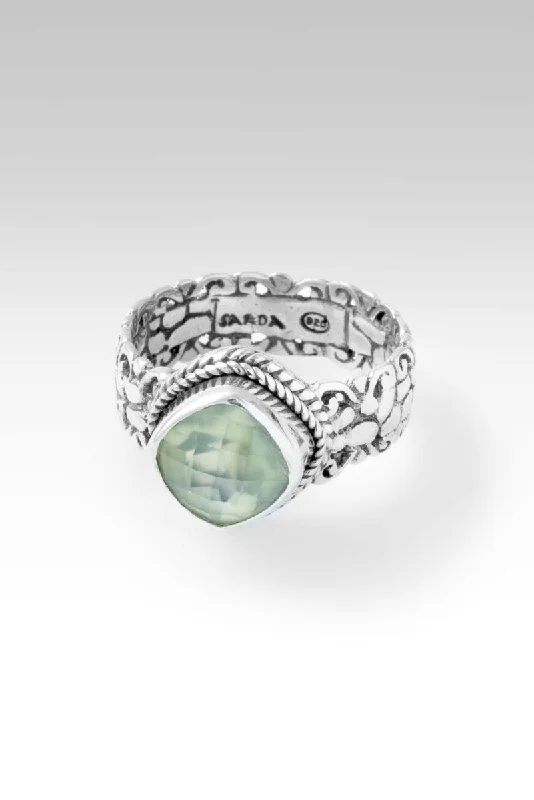 Women’s rings with pave topaz for dazzle -Strength of My Song Ring™ in Prehnite