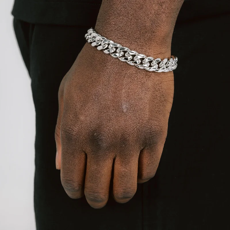 Bangles with herkimer diamonds for raw clarity -12mm Cuban Link Bracelet