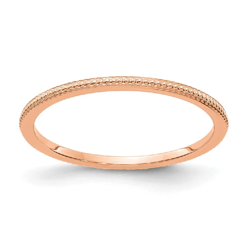 Unique necklaces and pendants with custom birthstone arrangements for personalization-10K Rose Gold 1.2mm Bead Stackable Band | 1STK18-120R