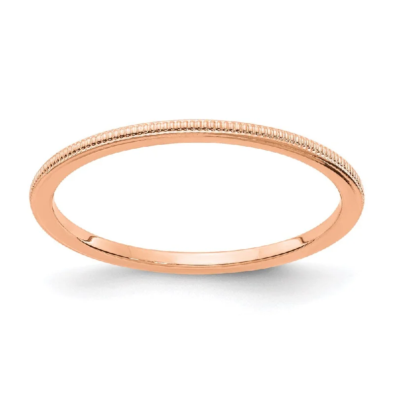 Necklaces and pendants with lock and key designs for a symbolic gesture-10K Rose Gold 1.2mm Milgrain Stackable Band  | 1STK19-120R