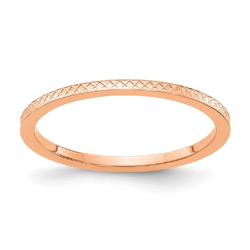 Necklaces and pendants with love knot designs for a romantic, meaningful symbol-14K Rose Gold 1.2mm Criss-Cross Pattern Stackable Band | STK20-120R