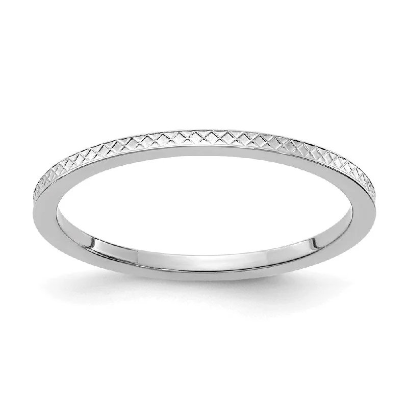 Best necklaces and pendants with seashell designs for a tropical, beachy vibe-14K White Gold 1.2mm Criss-Cross Pattern Stackable Band | STK20-120W