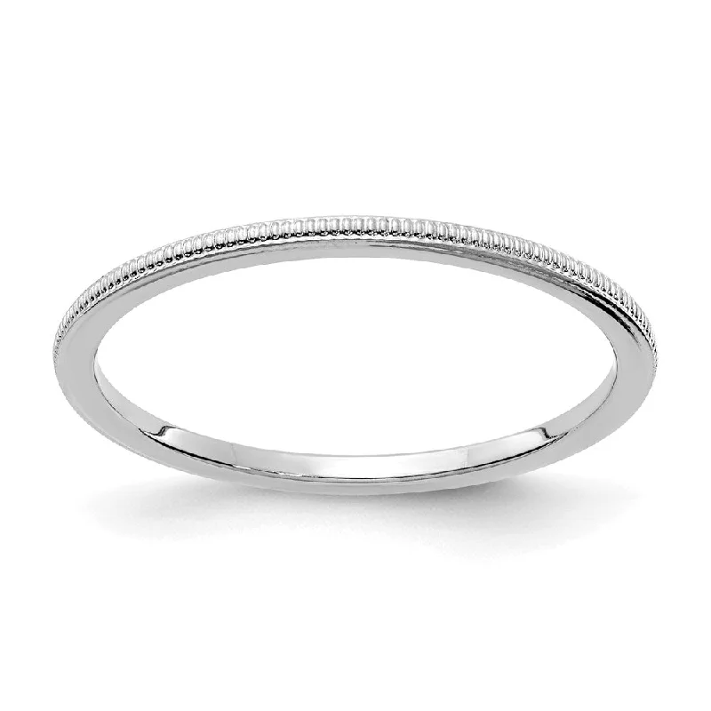 Best necklaces and pendants with infinity hearts for a romantic, eternal symbol-14K White Gold 1.2mm Milgrain Stackable Band | STK19-120W