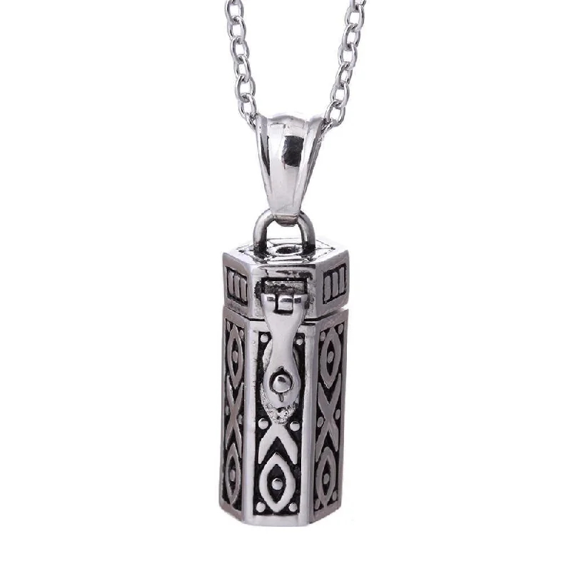 Best necklaces and pendants with crystal accents for a sparkling and elegant style-Antique Silver Ethnic Prayer Box Pendant Necklace