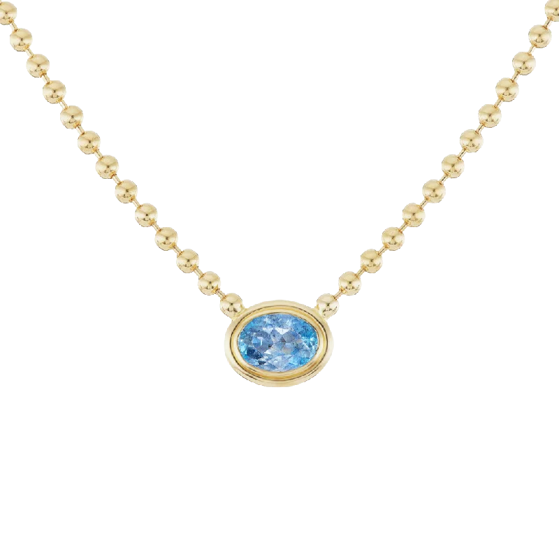 Necklaces and pendants with lotus flower designs for a spiritual, peaceful vibe-Aquamarine Double Bubble Bezel Necklace