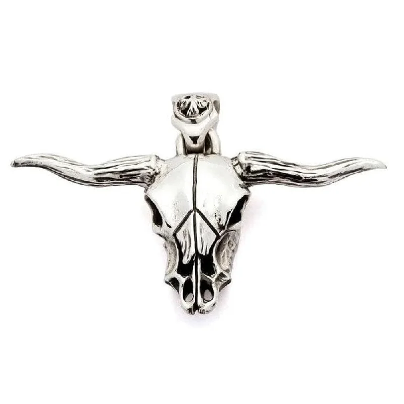 Personalized necklaces and pendants with initials for a customized and meaningful gift-Buffalo Bull Skull Head Sterling Silver Biker Pendant