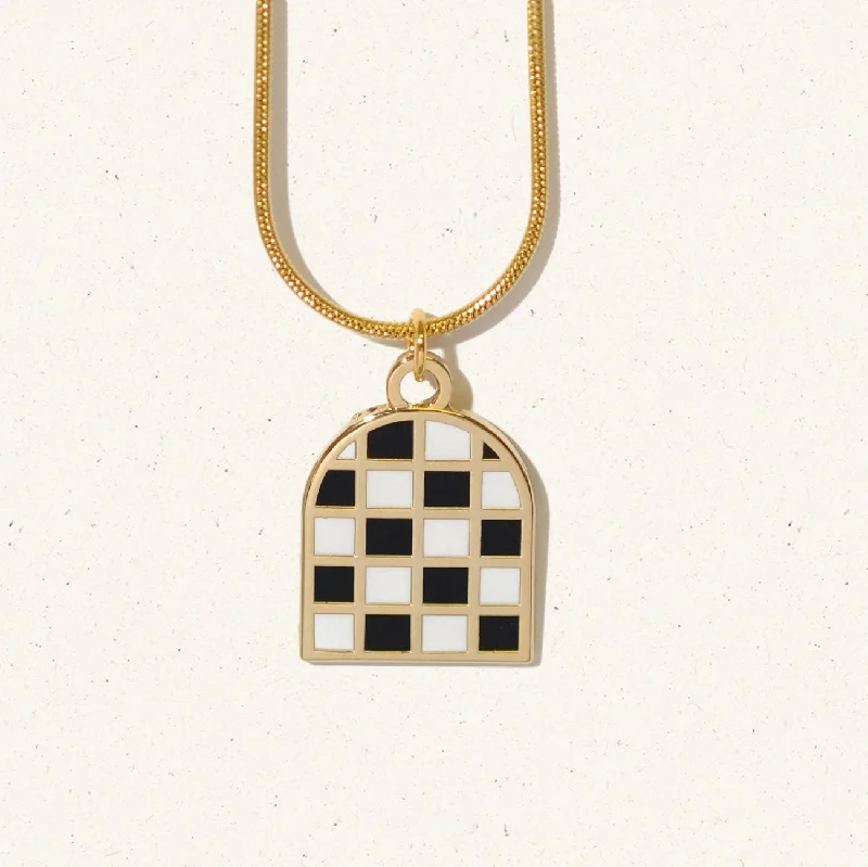 Best necklaces and pendants with silver chains for a sleek, timeless look-Checkered arch necklace