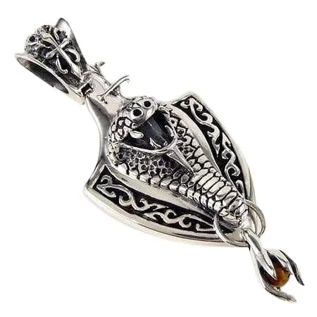 Beautiful necklaces and pendants with moon and star charms for a dreamy effect-Cobra Snake Sterling Silver Gothic Pendant