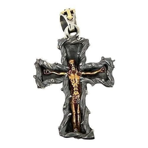 Beautiful necklaces and pendants with moon and star charms for a dreamy effect-Crucifix Jesus Sterling Silver Gothic Cross Pendant