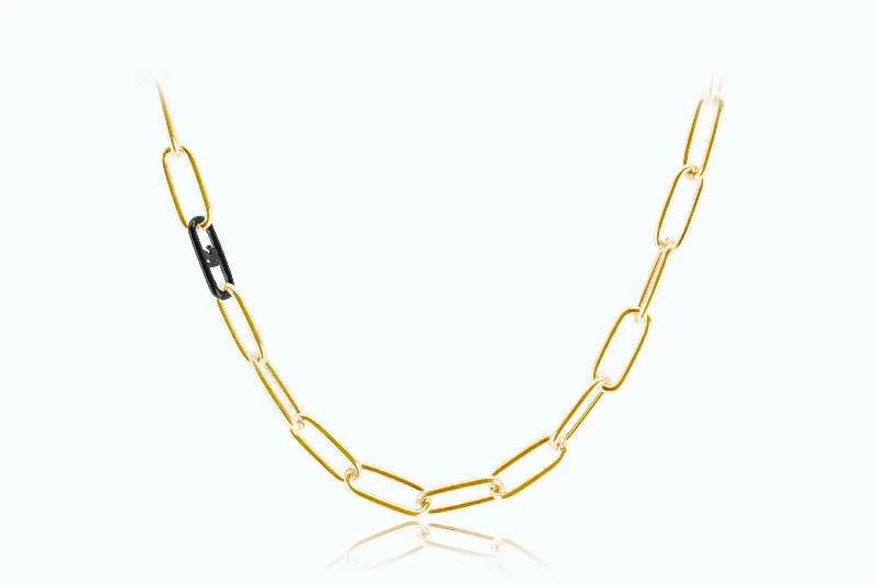 Best necklaces and pendants with intertwined designs for a symbol of unity-Electro Signature Chain Necklace Gold Black