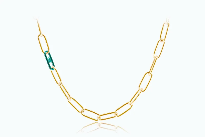 Necklaces and pendants with ocean-inspired designs for a refreshing, beachy feel-Electro Signature Chain Necklace Gold Green