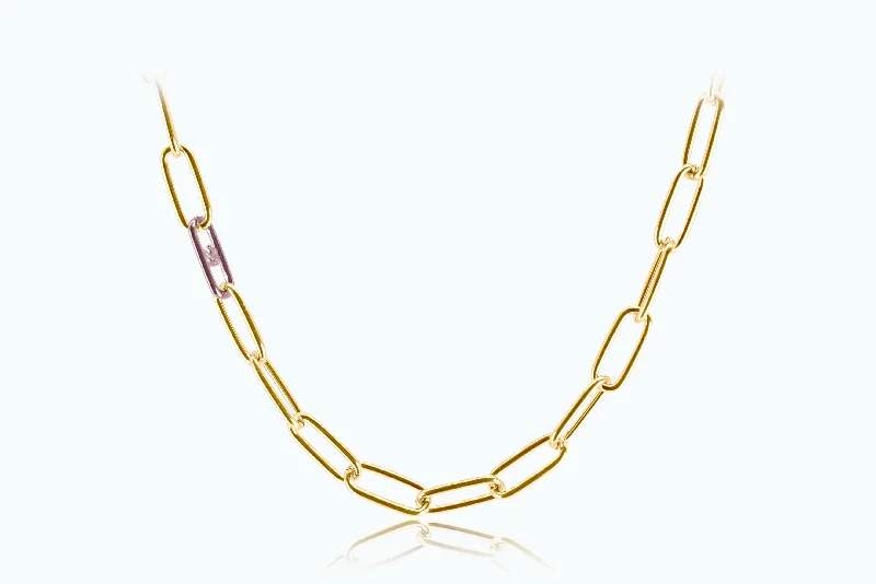 Necklaces and pendants with lotus flower designs for a spiritual, peaceful vibe-Electro Signature Chain Necklace Gold Light Lavender