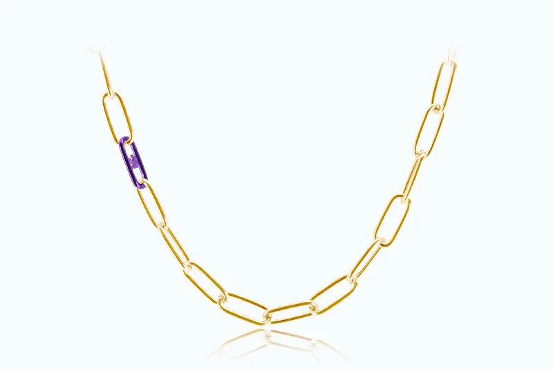 Best necklaces and pendants with glowing moonstone for an ethereal glow-Electro Signature Chain Necklace Gold Violet