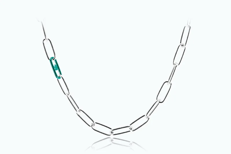 Necklaces and pendants with pearls for a classic and sophisticated touch-Electro Signature Chain Necklace Silver Green