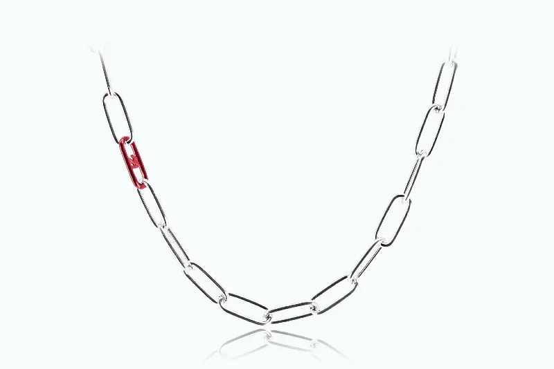 Best necklaces and pendants with heart-shaped designs for a romantic look-Electro Signature Chain Necklace Silver Sunkiss Red