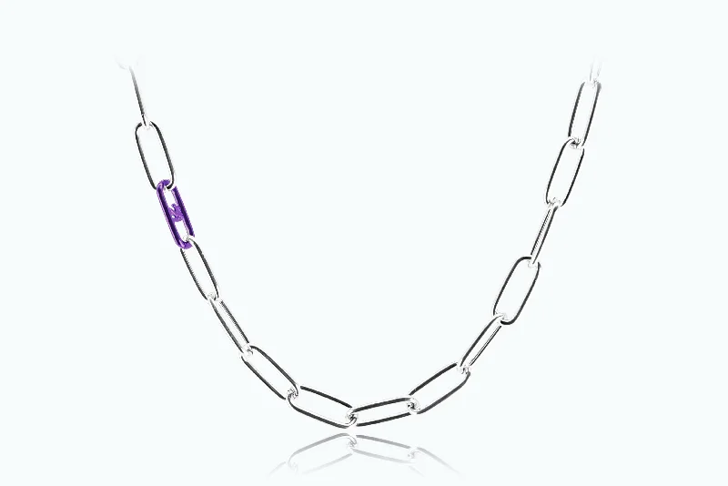 Best necklaces and pendants with opal gemstones for an iridescent glow-Electro Signature Chain Necklace Silver Violet