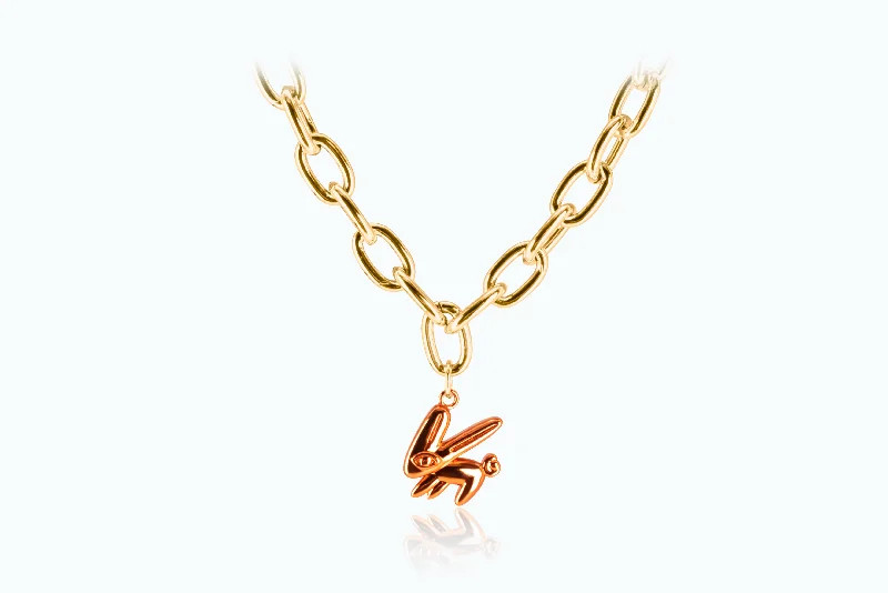 Beautiful necklaces and pendants with diamond halo settings for extra brilliance-Electro Bunny Necklace (XL) Gold Papaya