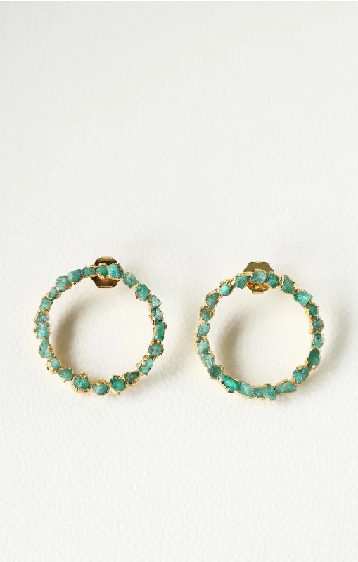 Beautiful necklaces and pendants with natural stones for an earthy, organic vibe-Raw Colombian Emerald Hoops