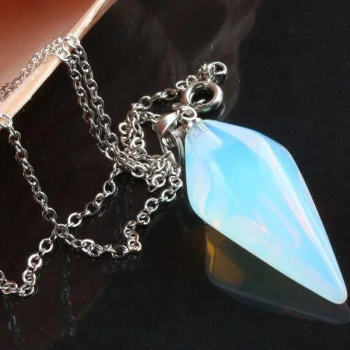 Necklaces and pendants with love knot designs for a romantic, meaningful symbol-Faceted Crystal Opal for Cleansing