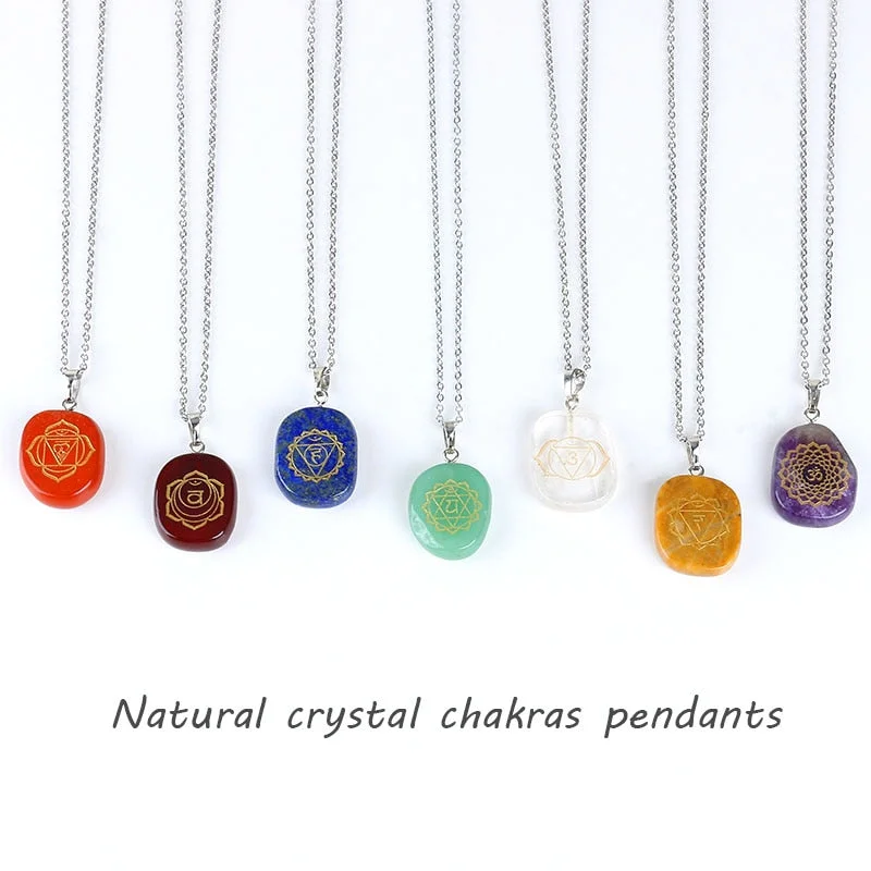 Best necklaces and pendants with opal and gold for a vibrant, luxurious contrast-Gold Engraved Chakra Gemstone Reiki Healing Pendant Necklace