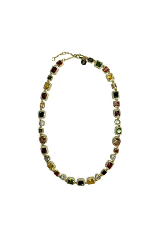 Stunning necklaces and pendants with jade gemstones for a calming green hue-Venetian Gem Choker - Gold