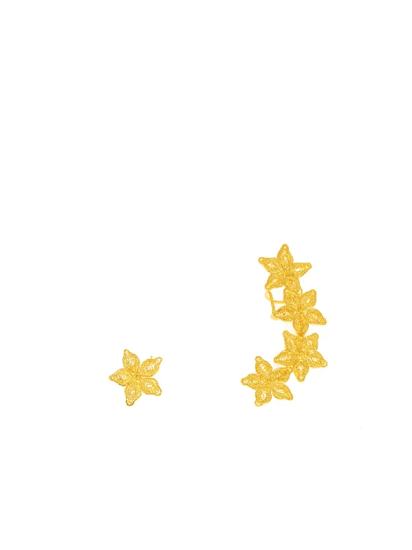 Best necklaces and pendants with infinity hearts for a romantic, eternal symbol-Gold Star Flower Earcuff