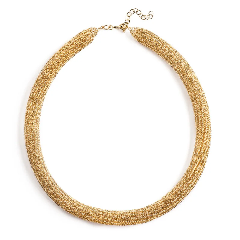 Necklaces and pendants with love knot designs for a romantic, meaningful symbol-Gold tube necklace , double knitted tube