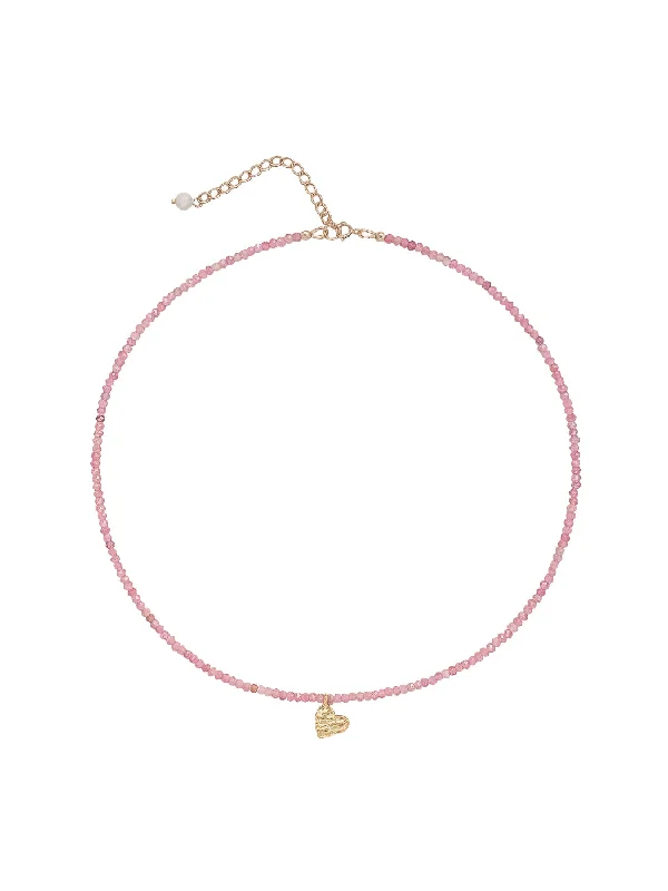 Layered necklaces and pendants for a trendy and fashionable stacked look-Gretel Heart Necklace in Pink