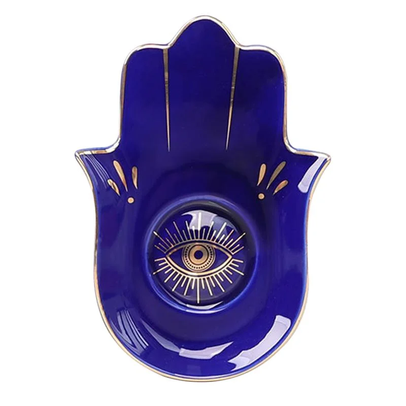 Trendy necklaces and pendants with geometric shapes for a modern aesthetic-Hamsa Hand Evil Eye Curio Plate