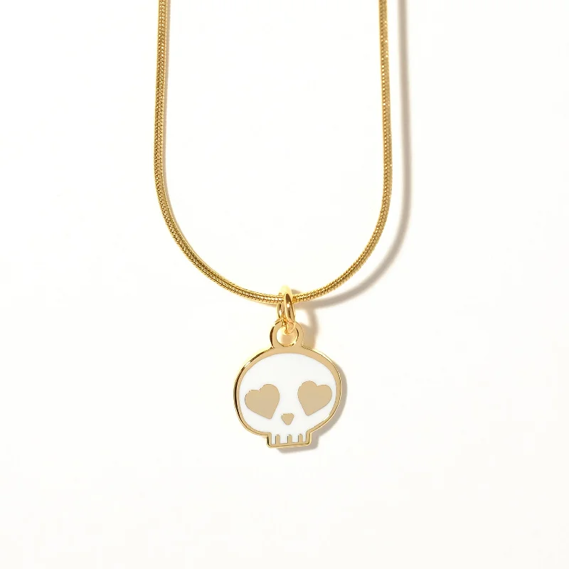 Best necklaces and pendants with adjustable chains for a customizable fit-Heart Eyed Skull Necklace