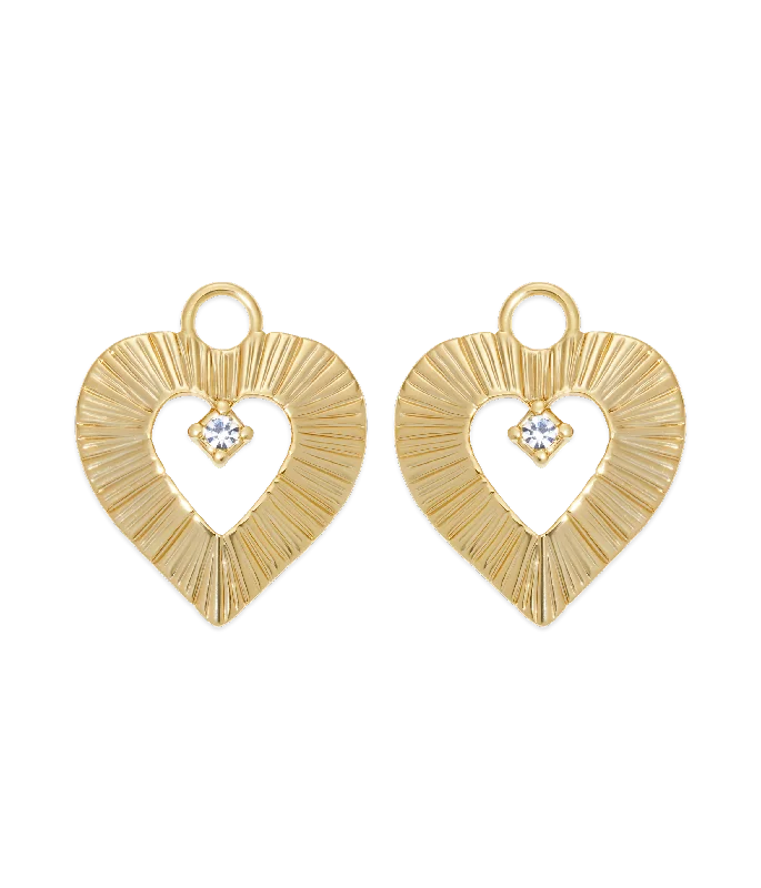 Unique necklaces and pendants with artistic shapes for a creative, one-of-a-kind design-Heart Huggie Charms in Gold