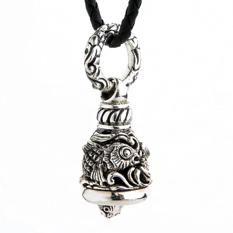 Necklaces and pendants with celestial starburst designs for a radiant look-Japanese Koi Fish Sterling Silver Bell Pendant