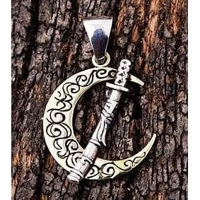 Best necklaces and pendants with statement designs for a fashionable accessory-Japanese Sword Moon Pendants