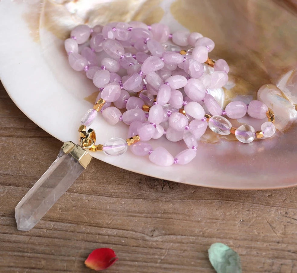 Necklaces and pendants with leaf-shaped designs for an earthy, organic feel-Joyful Love Kunzite Necklace