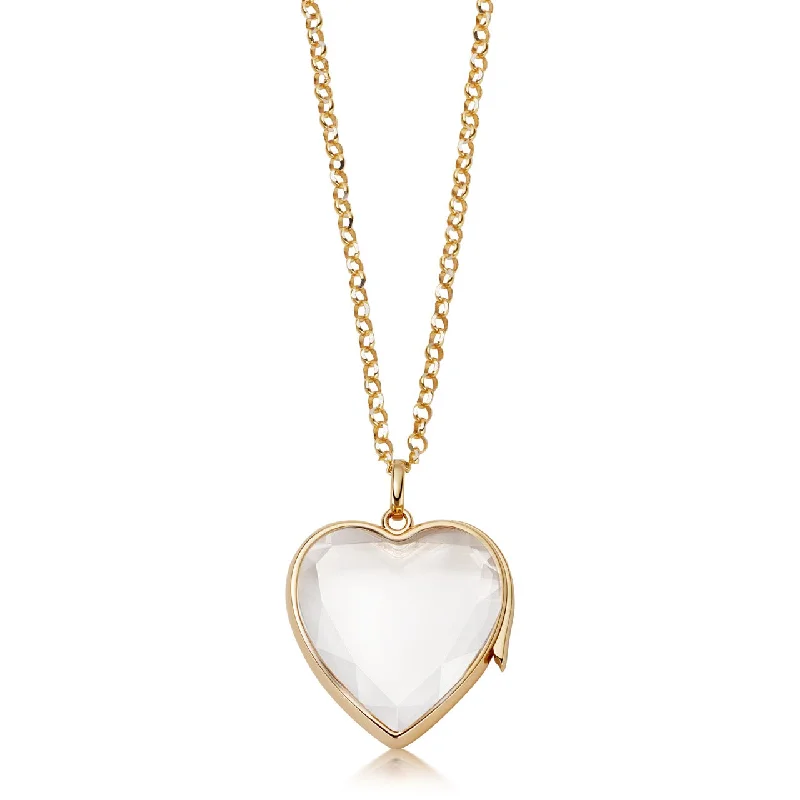 Best necklaces and pendants with matching rings for a coordinated jewelry set-Large Heart Locket on Adjustable Rolo Gold Chain