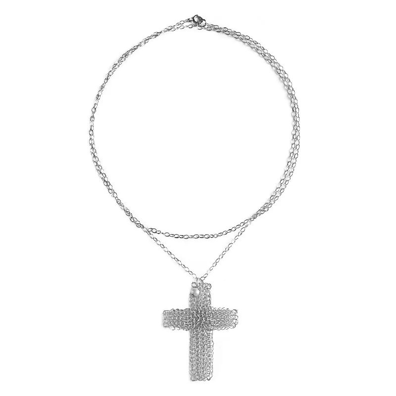 Best necklaces and pendants with rose gold for a warm and romantic appeal-Large SILVER CROSS Necklace - Cross Jewelry