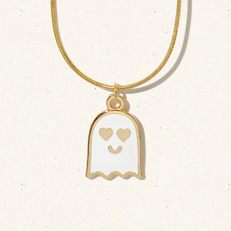 Necklaces and pendants with engraved messages for a deeply personal, sentimental gift-Love ghost necklace